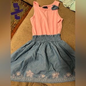 Girls summer dress pink top with denim bottom